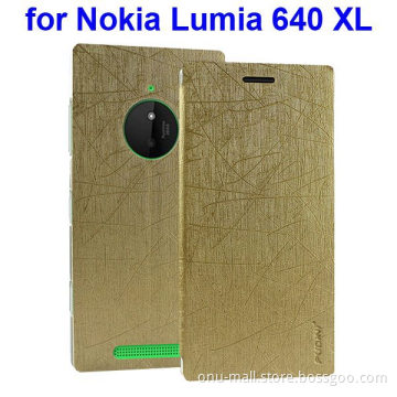 Silk Texture Folio Leather Case for Nokia Lumia 640 XL with Stand and Little Sucker
